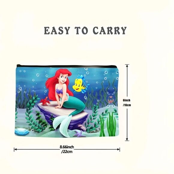 Disneys Little Mermaid Toiletry Makeup Canvas Bag - Picture 5 of 6